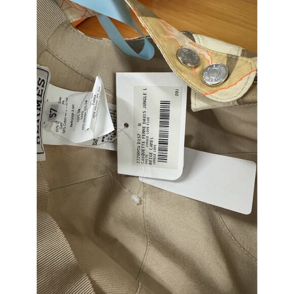 Hermès Casquette Femme Davis “Jungle Love Fluo” Baseball Cap Beige Camel – NWT - Picture 5 of 10